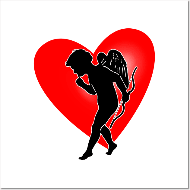 Eros cupid angel in the hearts in love Wall Art by Marccelus